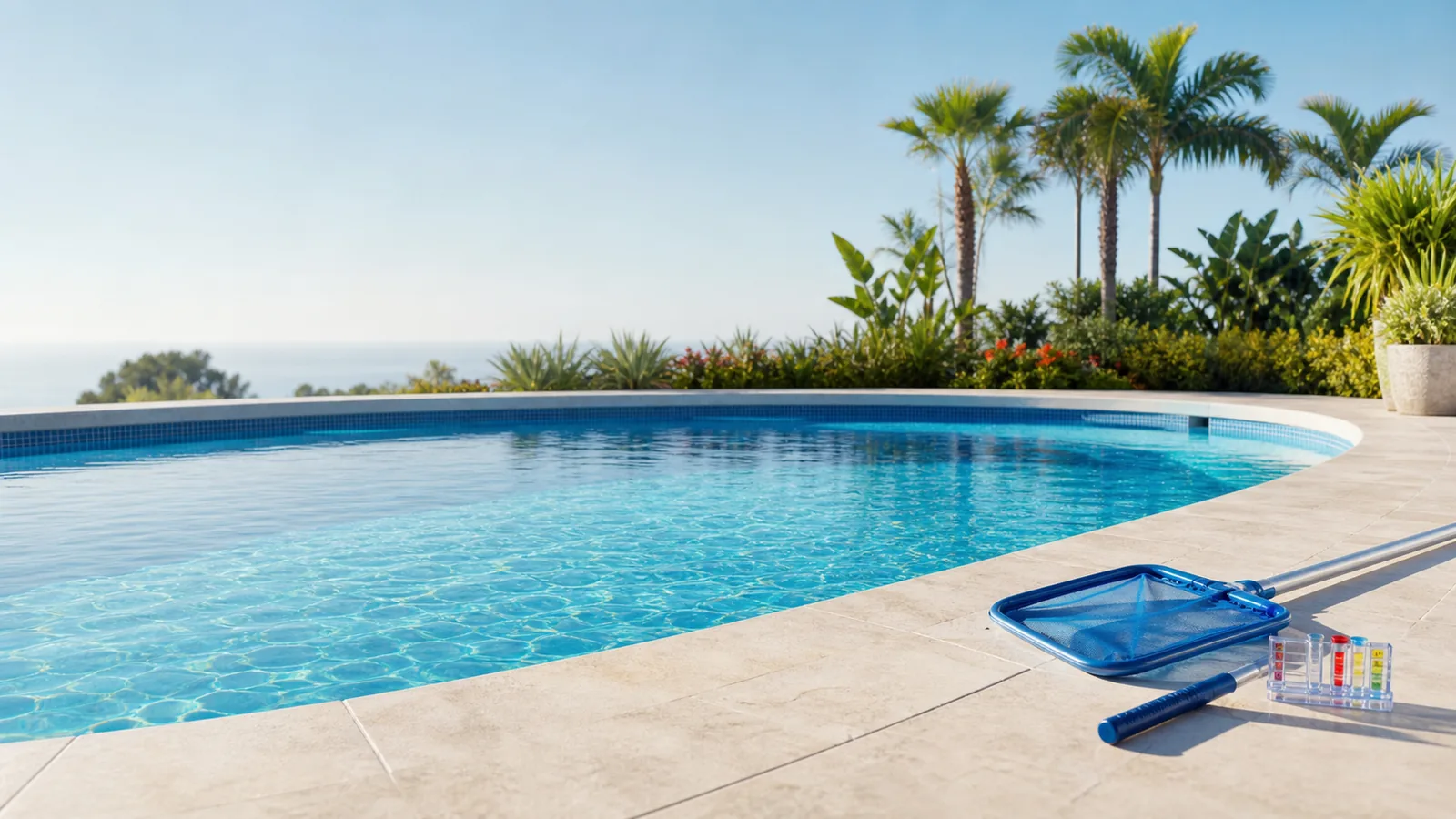 Illustrative residential swimming pool and cleaning net